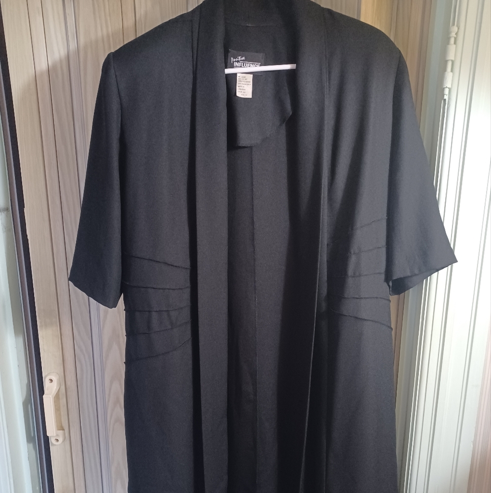 Positive Influence Black Tunic Open Kimono Cardigan Size 14